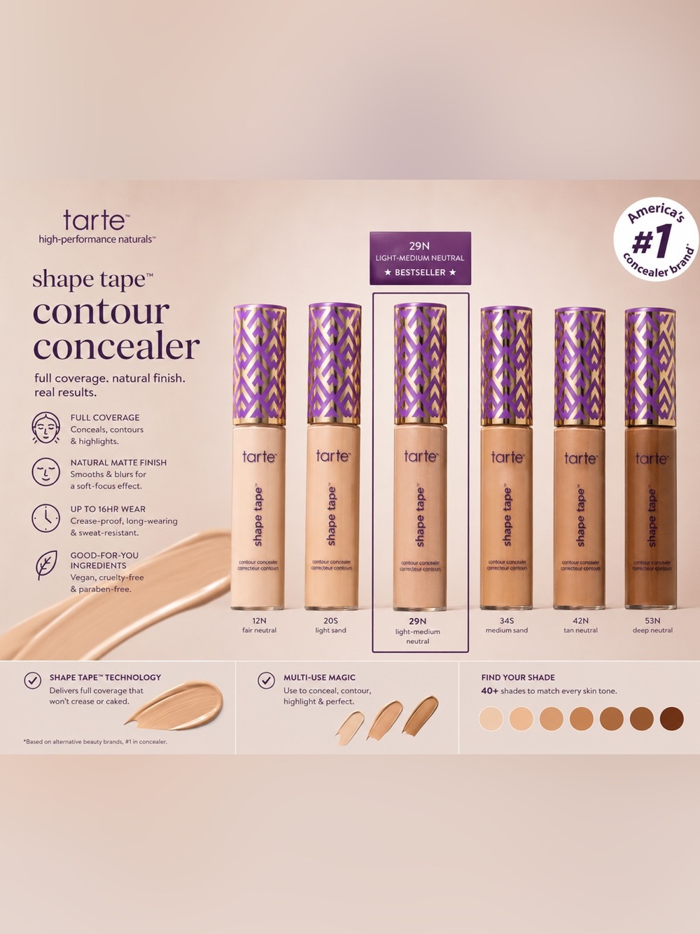 Tarte Shape Tape Contour Concealer – 29N Light-Medium | Full Size